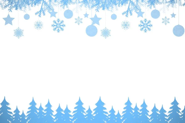 Cornice fiocchi di neve in blu — Foto Stock
