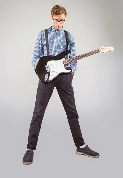 Hipster playing guitar — Stock Photo, Image