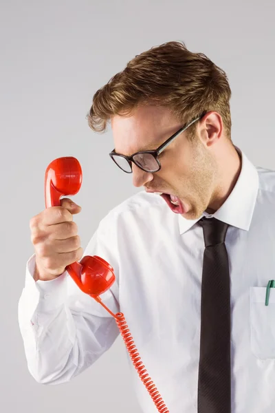 Empresário Segurando Telefone — Fotografia de Stock