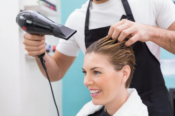 Oman getting hair dried — Stock Photo, Image