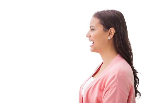 Mulher sorrindo e falando — Fotografia de Stock