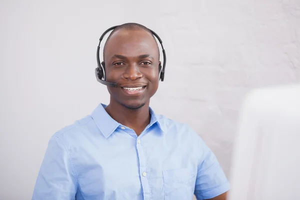 Businessman wearing headset — Stock Photo, Image