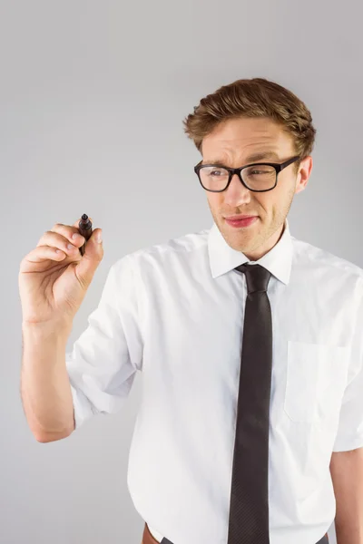 Zakenman schrijven met marker — Stockfoto