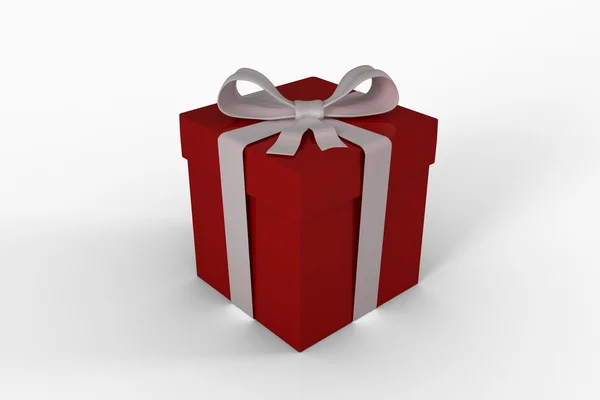 Red gift with white bow — Stock Photo, Image