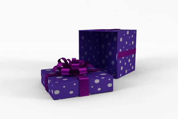 Caja de regalo púrpura y plata —  Fotos de Stock