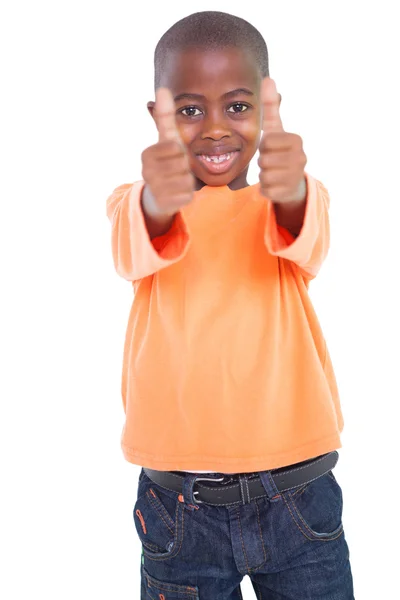 Boy showing thumbs up — Stock Photo, Image