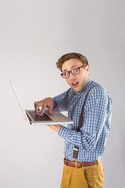 Affärsman med bärbar dator — Stockfoto