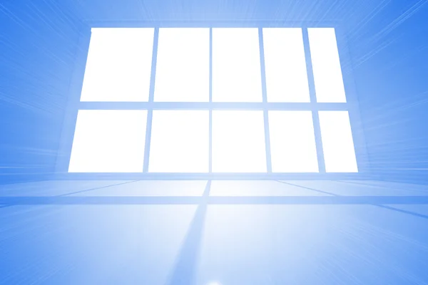 Blauwe kamer met windows — Stockfoto