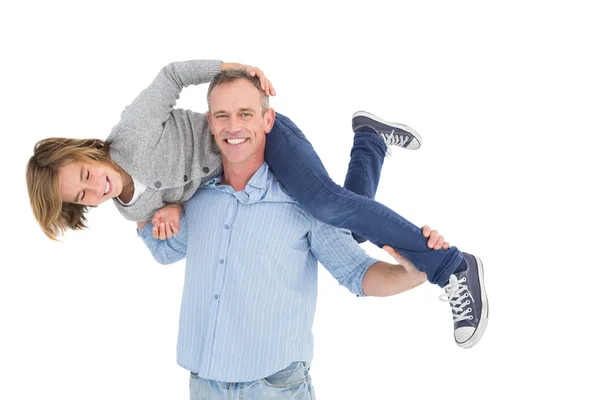 Man carrying son on shoulders — Stock Photo, Image