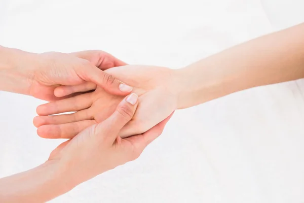 Physiotherapist doing hand massage — Stock Photo, Image