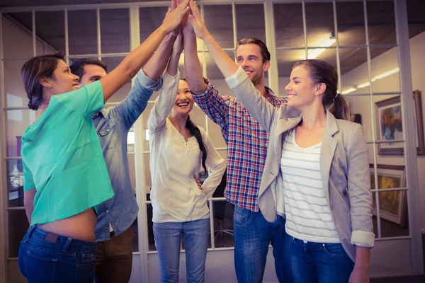 Creative business team waving their hands — Stock Photo, Image