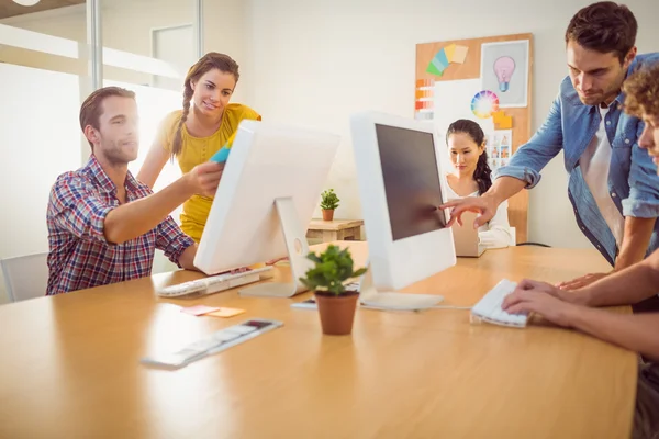 Attentive business team working on laptops — Stock Photo, Image