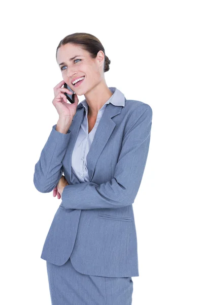 Geschäftsfrau telefoniert mit ihrem Smartphone — Stockfoto