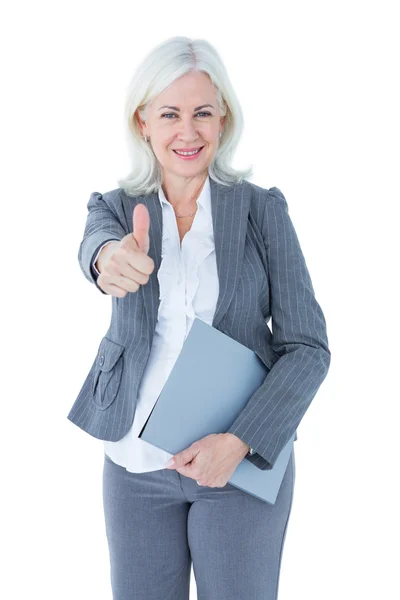 Businesswoman giving thumbs up — Stock Photo, Image