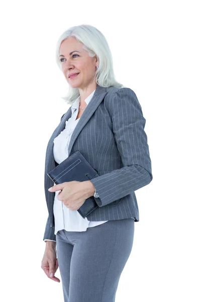 Businesswoman holding notebook — Stock Photo, Image