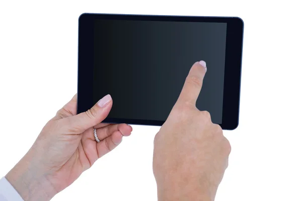 Tablet pc ile ayakta doktor — Stok fotoğraf