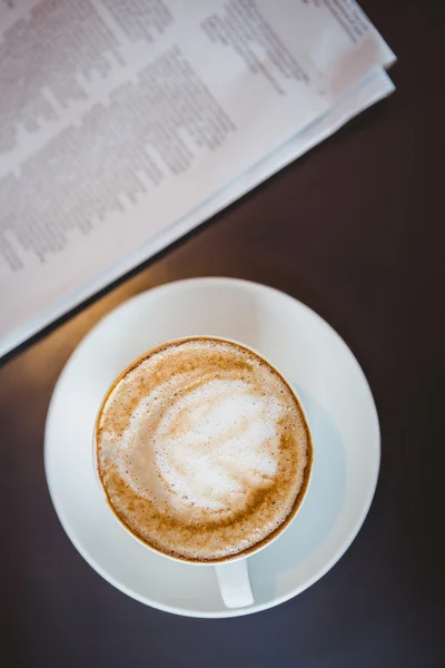 Vista de perto de um cappuccino — Fotografia de Stock