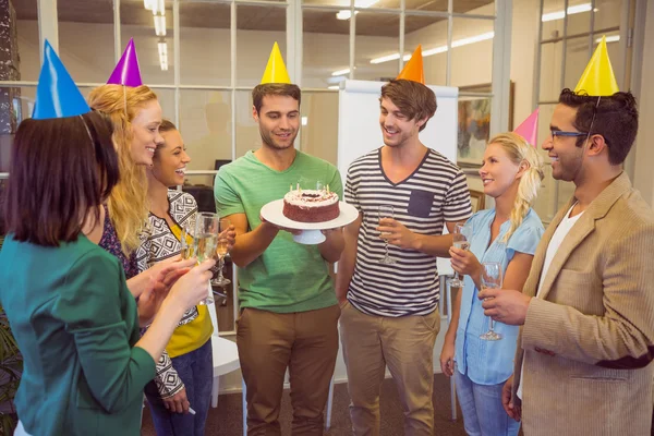 Business people celebrating a birthday — Stock Photo, Image