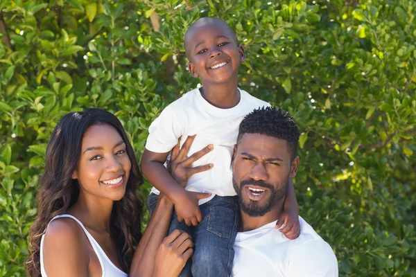 Gelukkige familie glimlachen op camera — Stockfoto