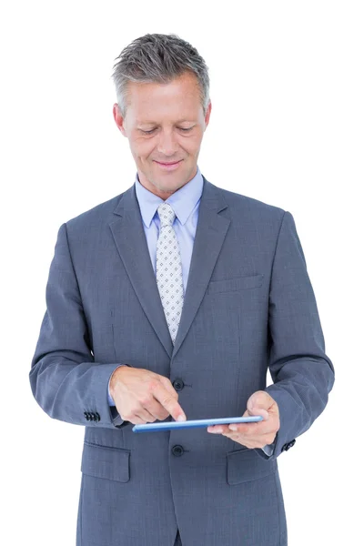 Smiling businessman against white — Stock Photo, Image