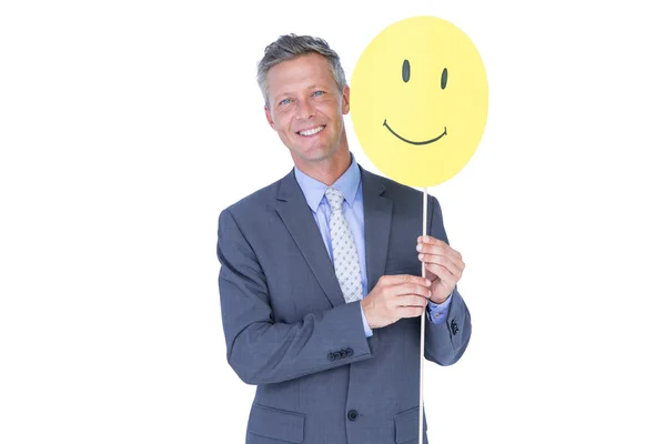Geschäftsmann mit glücklichem Smiley — Stockfoto