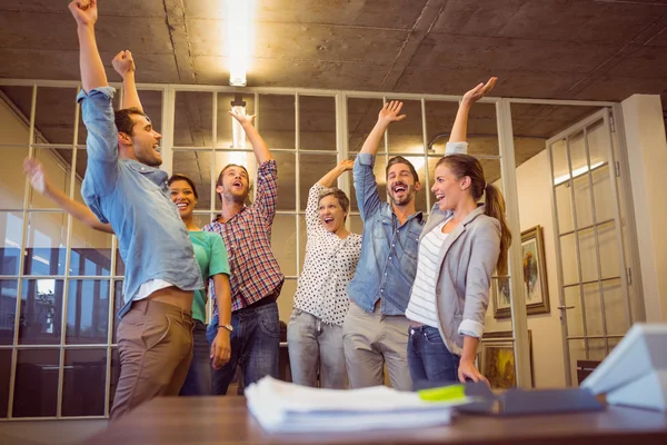 Creative business team waving their hands — Stock Photo, Image