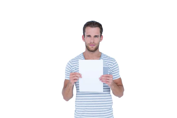 Sério homem bonito segurando papel — Fotografia de Stock