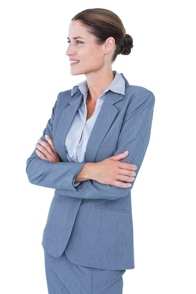 Mujer de negocios sonriendo en un blanco —  Fotos de Stock