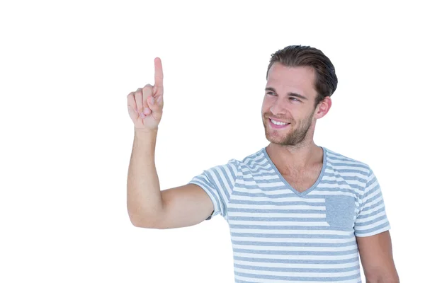 Handsome man gesturing finger up Stock Picture