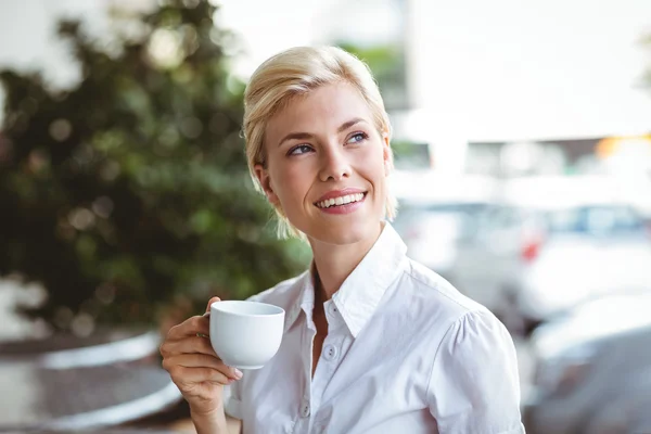 Cafe owner smiling at the camera — Stock Photo, Image