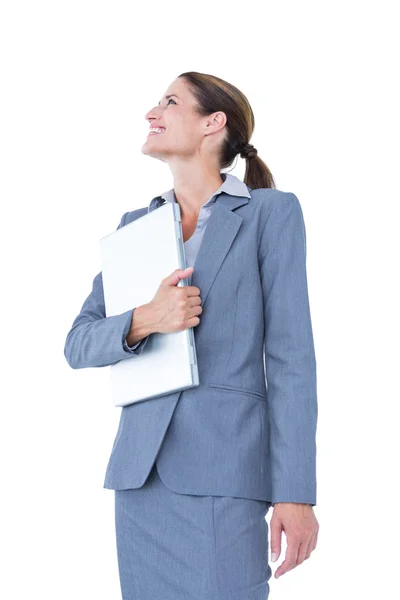 Selbstbewusste Geschäftsfrau mit Laptop — Stockfoto