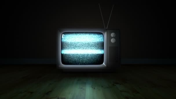 Old fashioned tv with static — Stock Video