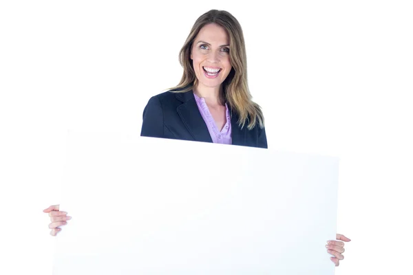 Businesswoman showing a blank sign — Stock Photo, Image