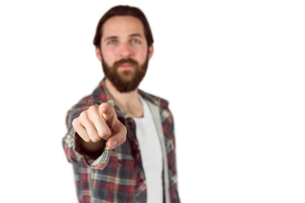 Handsome hipster pointing at camera — Stock Photo, Image