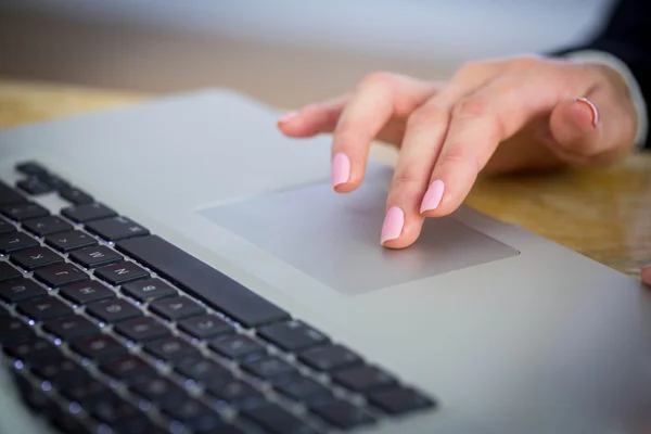 Donna d'affari che utilizza il computer portatile alla scrivania — Foto Stock