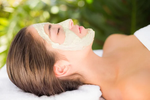 Woman having white cream on face — Stock Photo, Image