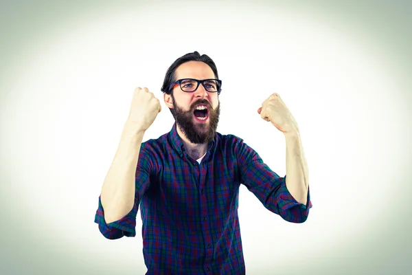 Handsome hipster cheering — Stock Photo, Image