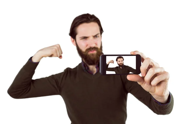 Guapo hipster tomando una selfie — Foto de Stock