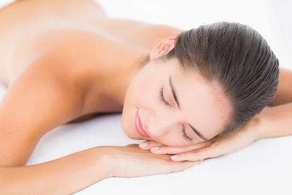 Woman closed eyes at health spa — Stock Photo, Image