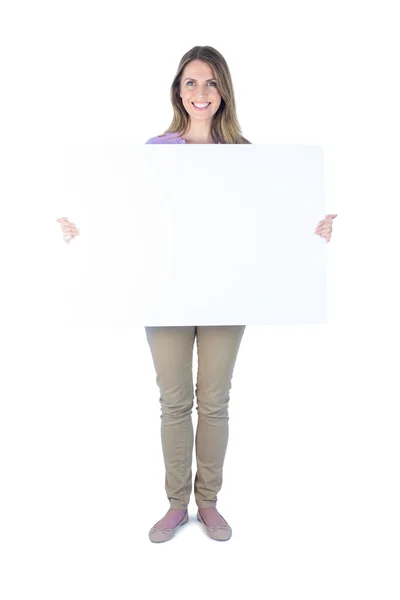 Businesswoman showing a blank sign — Stock Photo, Image