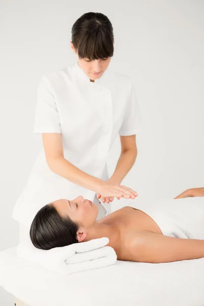 Woman receiving an alternative therapy — Stock Photo, Image