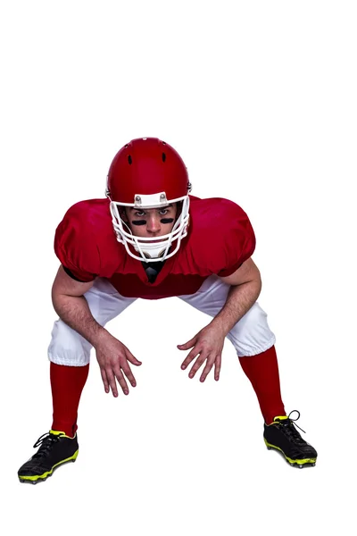 American football player in attack stance — Stock Photo, Image