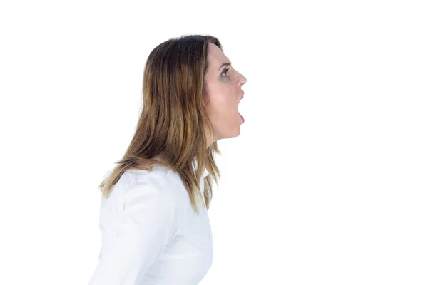 Side view of a businesswoman yelling — Stock Photo, Image