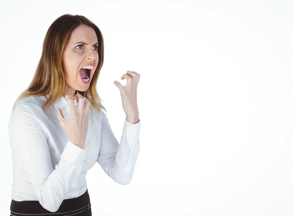 Злая кричащая деловая женщина — стоковое фото