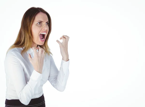 Wütend schreiende Geschäftsfrau — Stockfoto