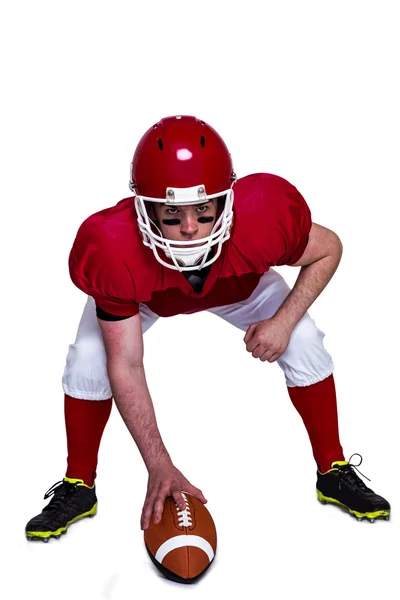 American Football-Spieler in Angriffsposition — Stockfoto