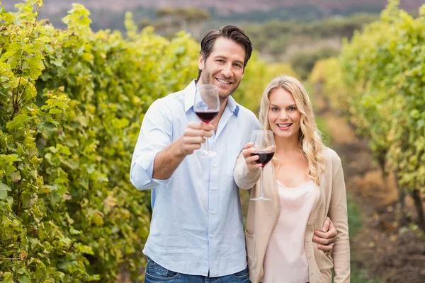 Couple holding a glass of wine — Stock Photo, Image