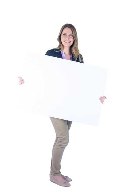 Businesswoman showing a blank sign — Stock Photo, Image