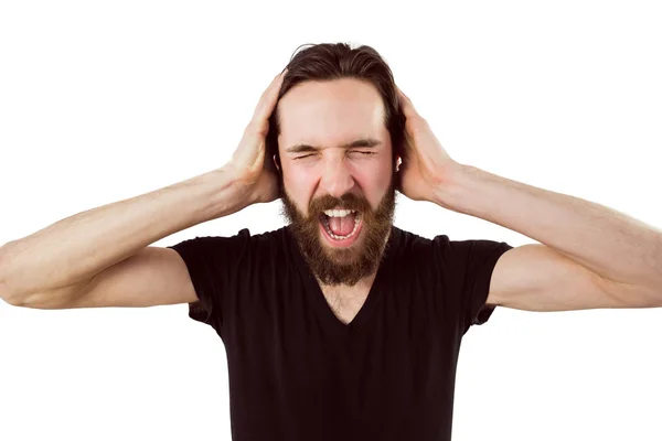 Guapo hipster gritando a la cámara — Foto de Stock