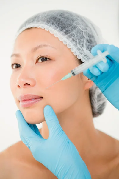 Relaxed cute model having botox injection — Stock Photo, Image